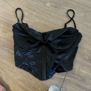 Black Satin Corset Top